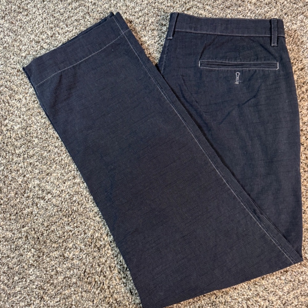 Banana Republic Mens 34x32 Straight Fit Navy Micro Stripe Cotton Chino Pants